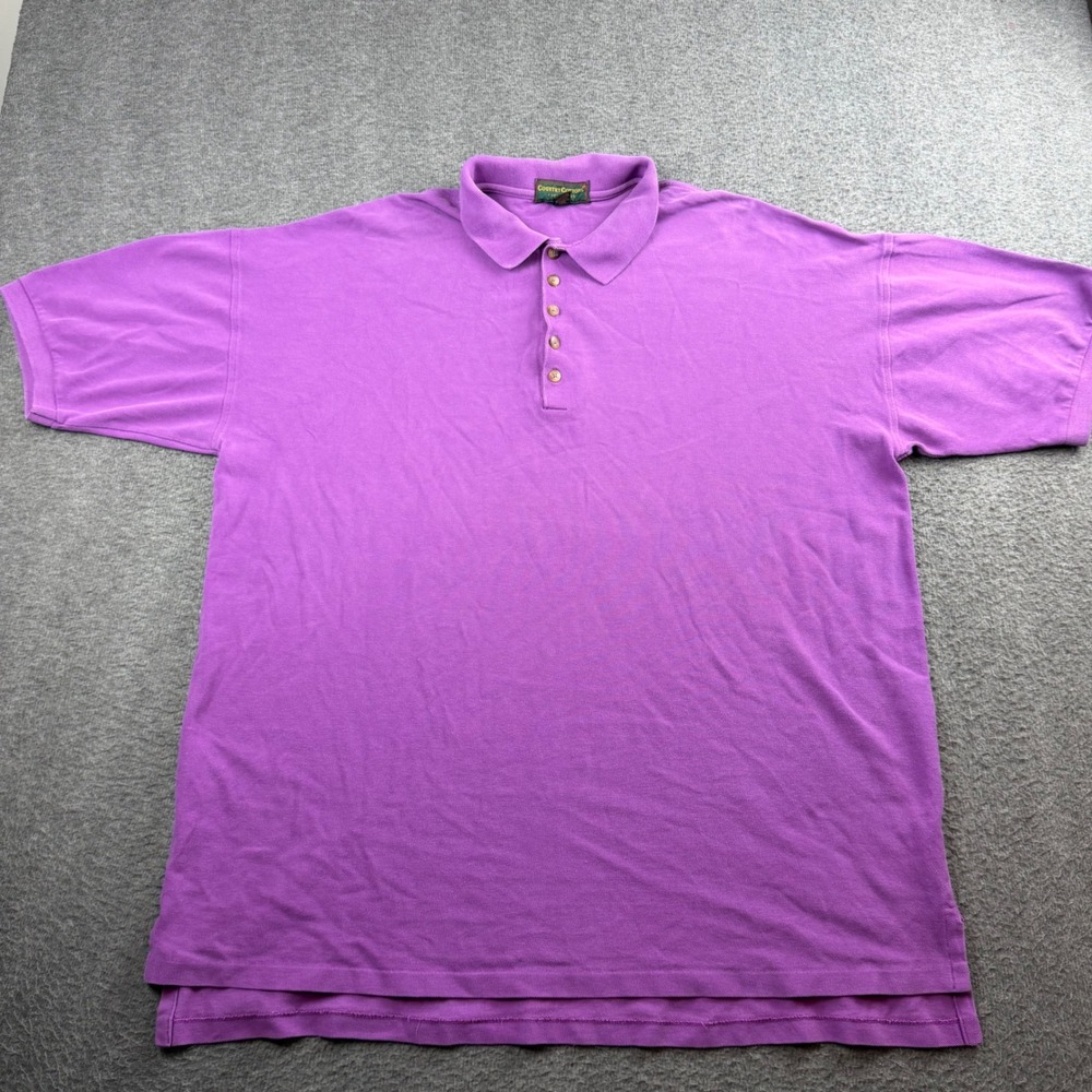 Country Cottons Polo Shirt Men's XL Purple 100% Cotton Short‎ Sleeve Made in USA
